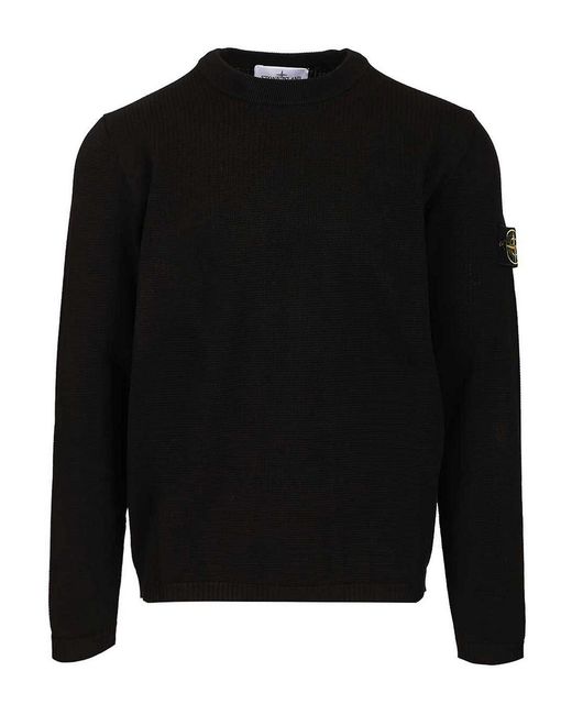 Stone Island Black Cotton Knit Jumper for men
