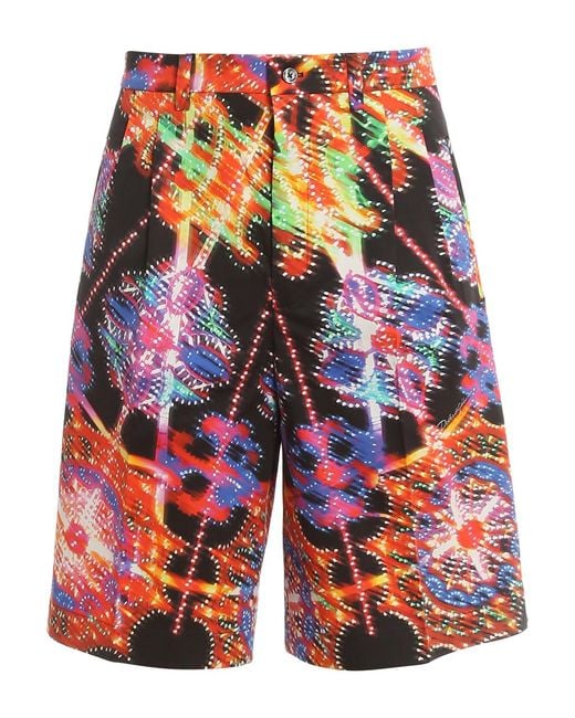 Dolce & Gabbana Red Printed Bermuda Shorts for men