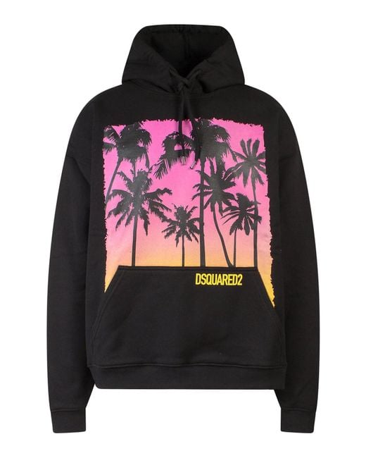 DSquared² Black Cotton Sweatshirt With Maxi Print for men