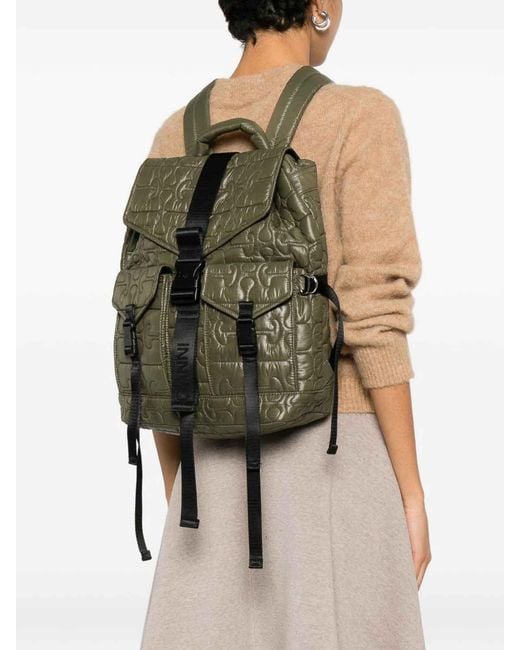 Ganni Black Quilted Nylon Backpack