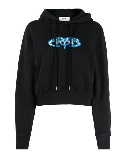 Ambush Black Logo-Print Cotton Hoodie