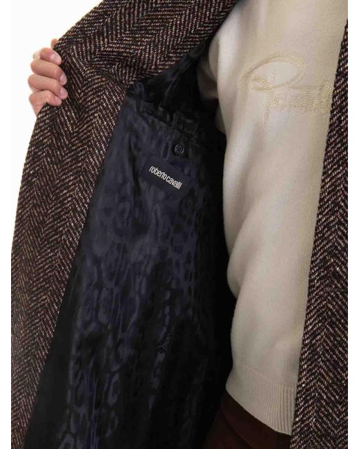 Roberto Cavalli Brown Coat for men