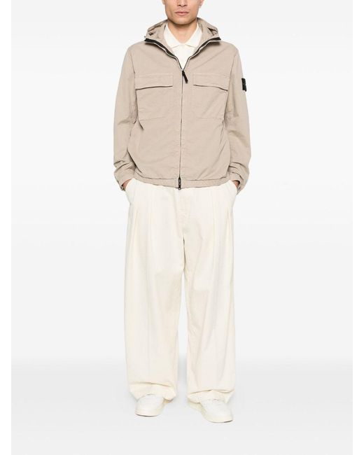 Stone Island Natural Reinforced Hooded Jacket With Dual Pockets for men