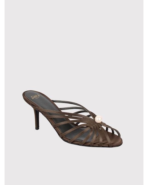 ALEVI Green Satin Mules With Diana Pearl