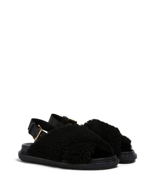 Marni Black Fur Sandals