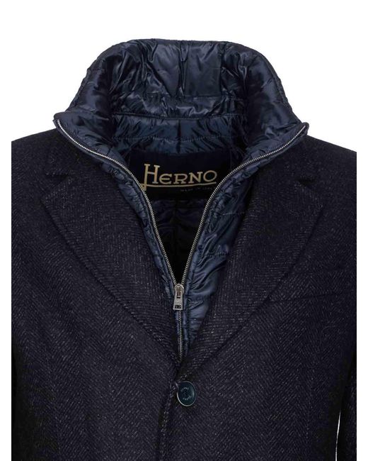 Herno Blue Single Breasted Coat for men