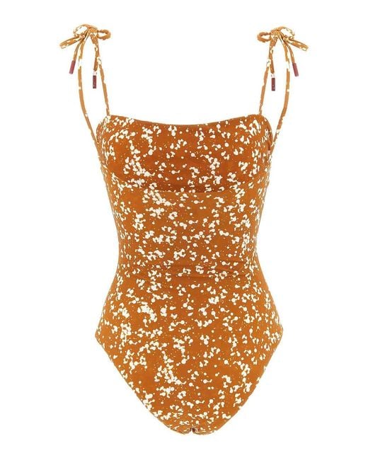 Kiton Brown One-Piece Swimsuit Off The Shoulder