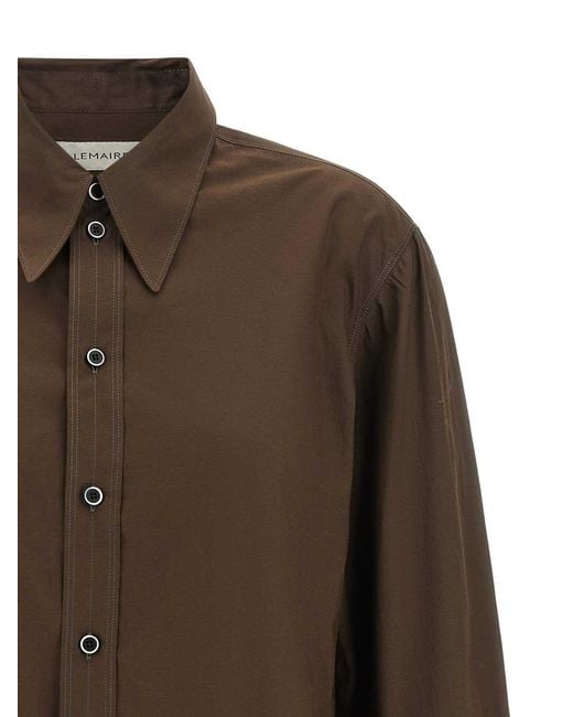 Lemaire Brown Pointed Collar Shirt
