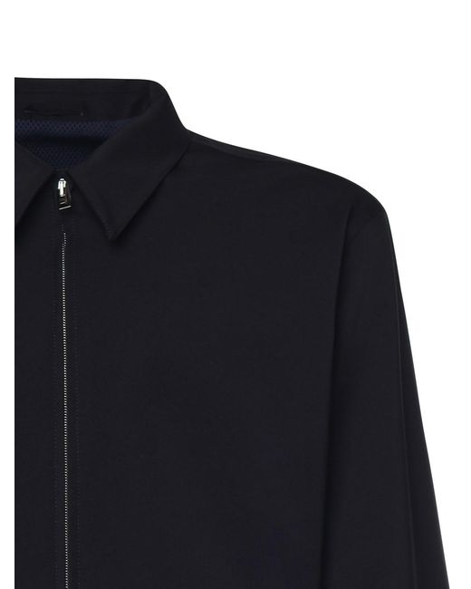 Herno Blue Lightweight Diagonal Shacket for men