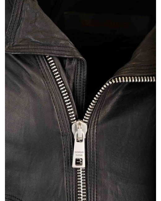 Giorgio Brato Black Lamb Leather Biker Jacket for men