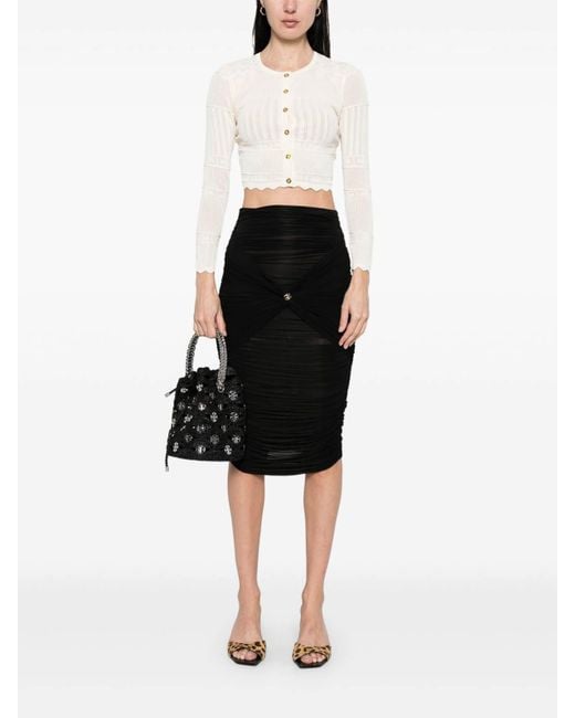 Elisabetta Franchi White Cardigan With Pointelle Processing