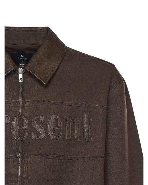 Represent Brown Roscoe Cotton Bomber Jacket for men