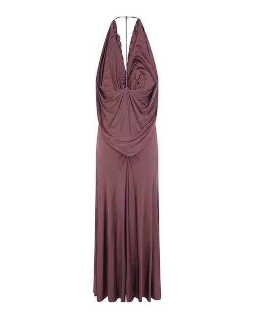 Self-Portrait Purple Jersey Drape Midi Dress