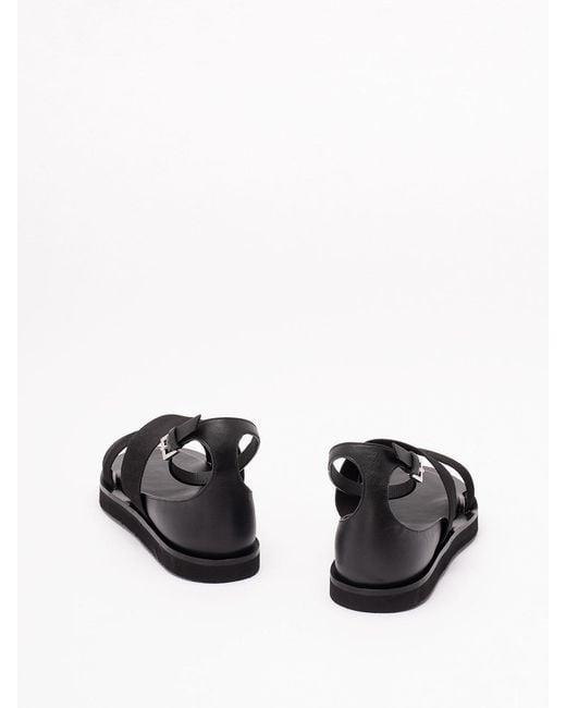 Max Mara Black Leather Flat Sandals