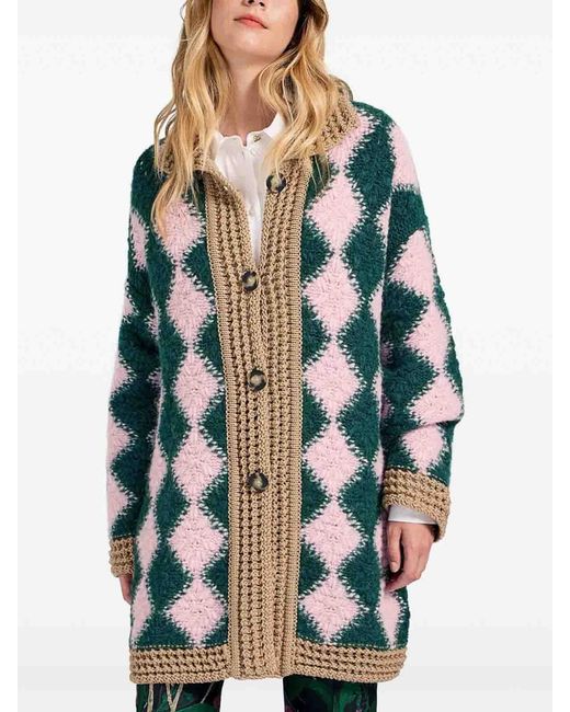 LaDoubleJ Green Crochet Bowling Cardigan