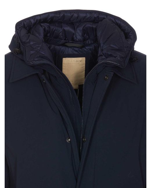 Woolrich Blue Stretch Coat for men