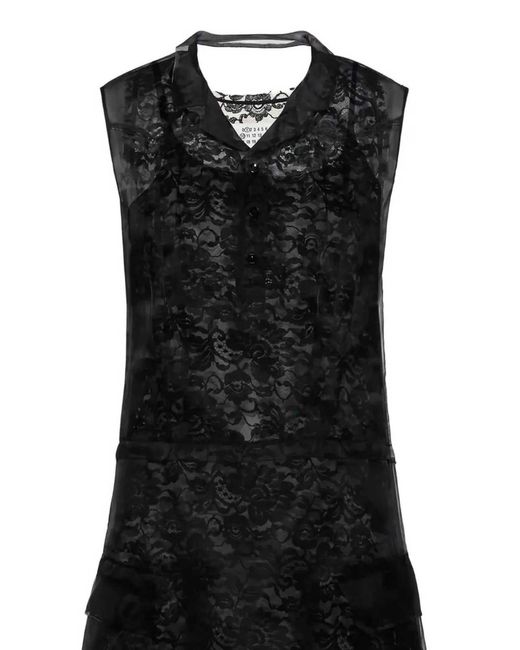 Maison Margiela Black Lace-Trimmed Pocket Mini Dress