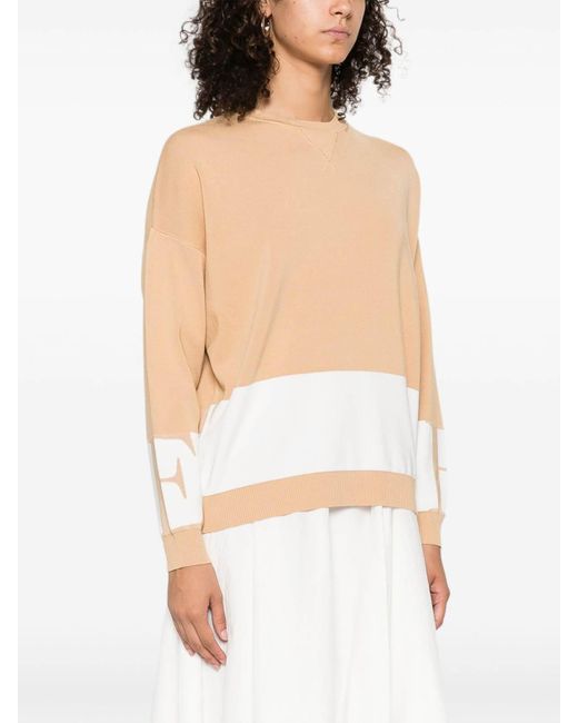 Elisabetta Franchi Natural Tricot Crewneck Sweater