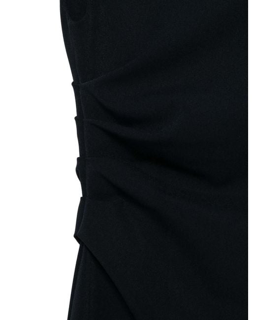 P.A.R.O.S.H. Black Draped-Effect Midi Dress