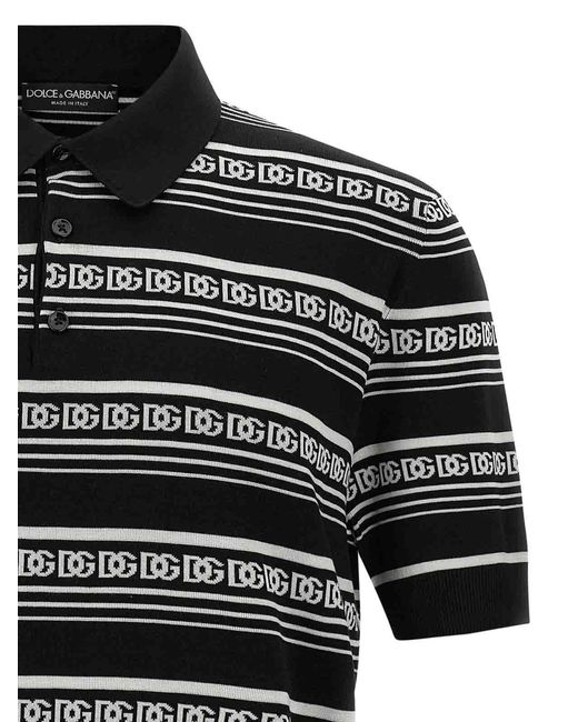 Dolce & Gabbana Black Silk Polo for men