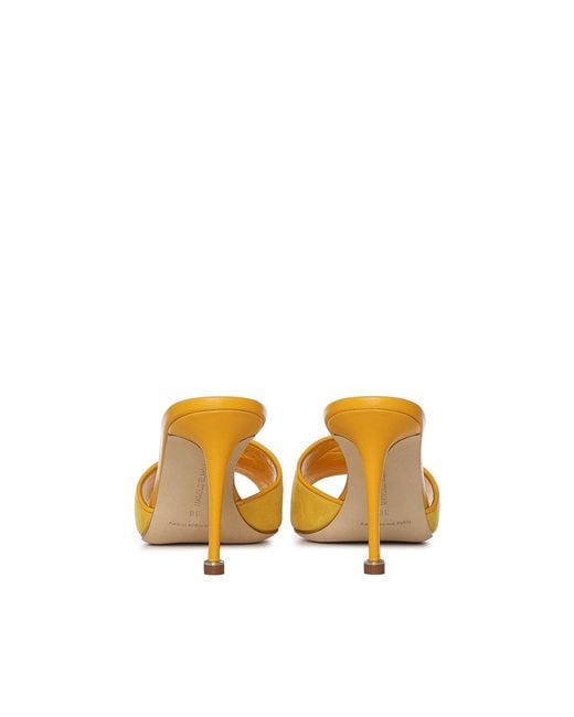Manolo Blahnik Yellow Larache Suede Sandals