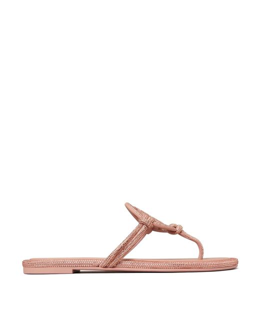 Tory Burch Pink Miller Leather Thong Sandals