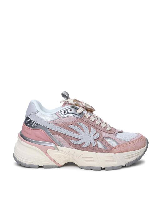 Palm Angels White 4 Pink Leather Blend Sneakers