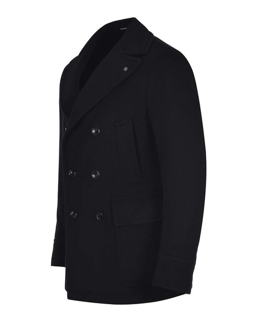 Tagliatore Black Tailors Overcoat Made Of Wool Blend for men