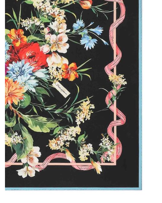 Dolce & Gabbana Black Floral Print Foulard