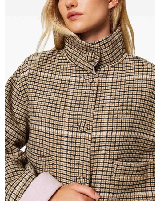 Twinset Natural Reversible Checked Jacket