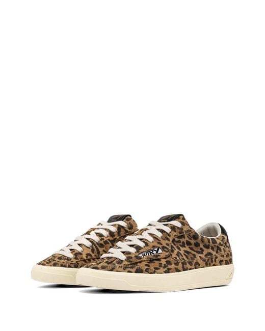 Autry Brown Windscape Low Leoprint Sneakers