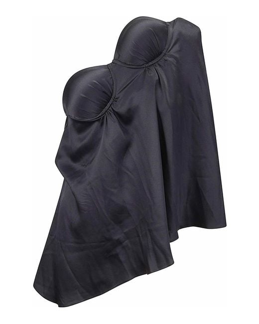 ALAINPAUL Blue Asymmetrical Falling Bustier Top