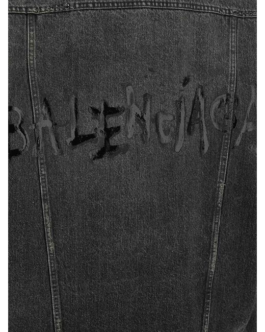 Balenciaga Black Denim Jacket With Used Effect