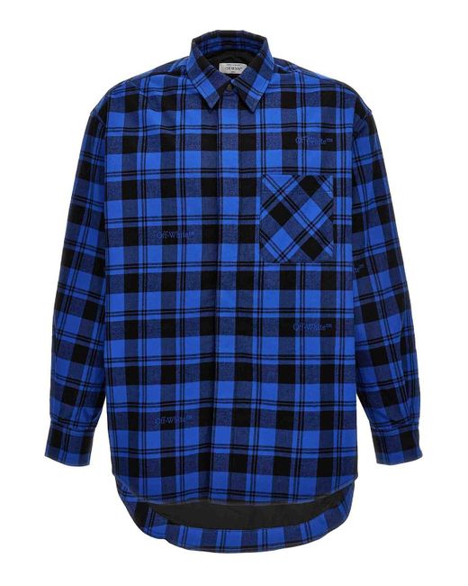 Off-White c/o Virgil Abloh Blue Checked Flannel Shirt for men