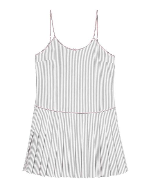 Thom Browne White Striped Pleated Minidress
