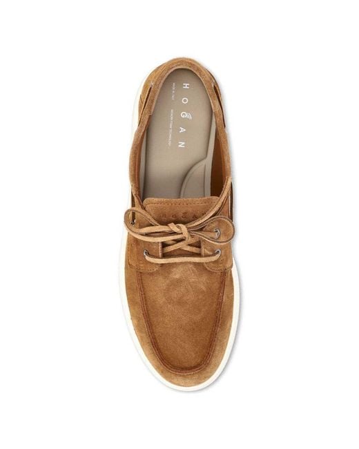 Hogan Brown Suede Leather Moccasins for men