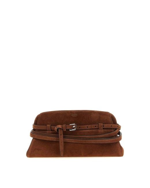 Moschino Brown Tie Me' Big Clutch