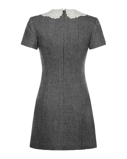 Self-Portrait Gray Wool Knit Mini Dress
