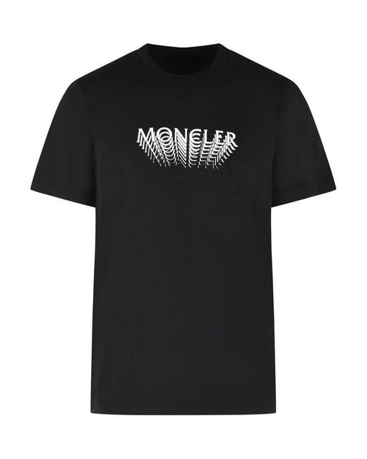 Moncler Black Cotton T-Shirt for men