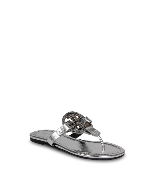 Tory Burch White Miller Sandals With Logo