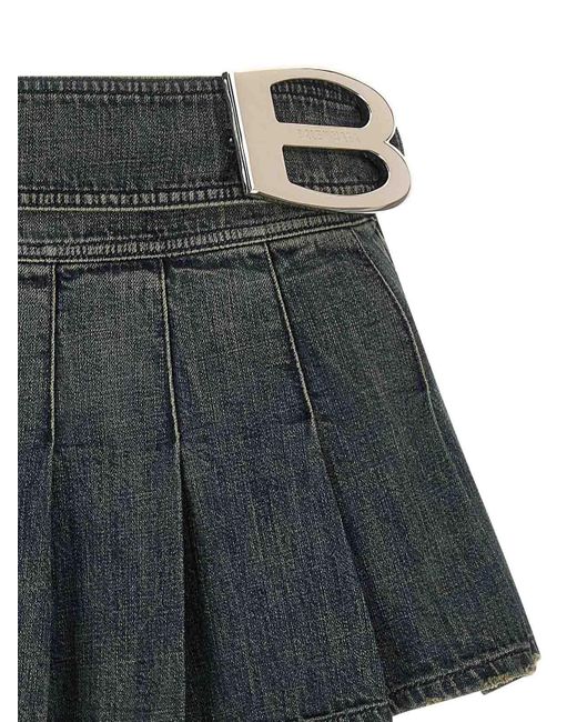 Balenciaga Gray Buckle Pleated Skirt