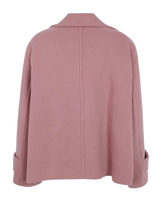 Chloé Pink Turtle Neck Military Split Coat