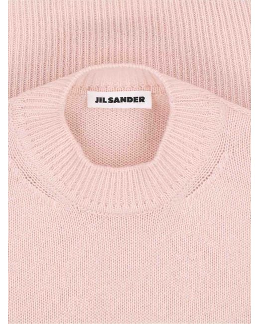 Jil Sander Pink Oversized Knit Pullover Sweater