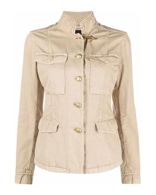Fay Natural Cotton And Linen Blend Saharan Jacket
