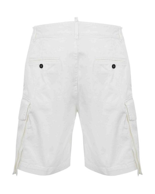 DSquared² White Cotton Cargo Shorts for men