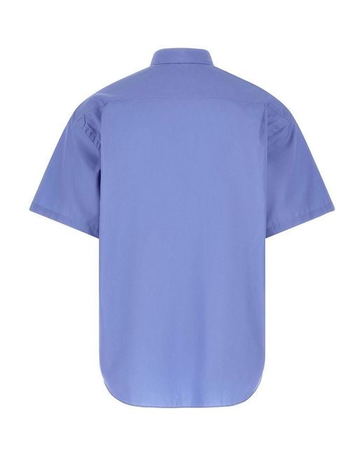 Comme Des Garcons Hommes Plus Blue Logo Embroidery Shirt for men