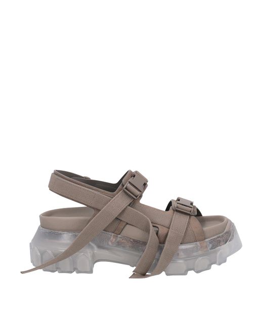Rick Owens Gray Tractor Sandal In Leather