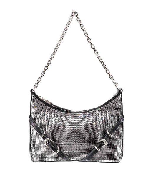 Givenchy Gray Shoulder Bag With All-Over Rhinestones