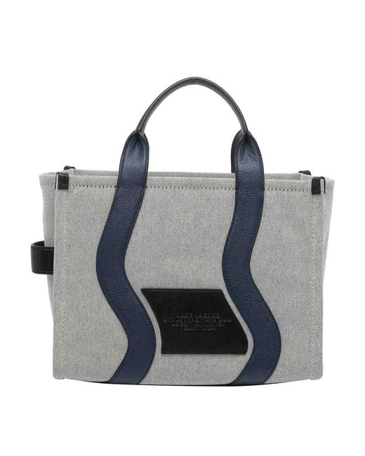 Marc Jacobs Blue The Wavy Canvas Medium Tote Bag