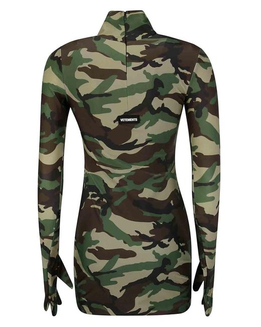Vetements Green Camo Styling Dress With Gloves